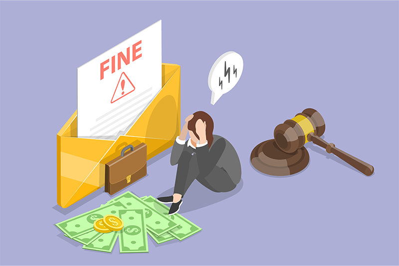 Illustration of Man Receiving Fines